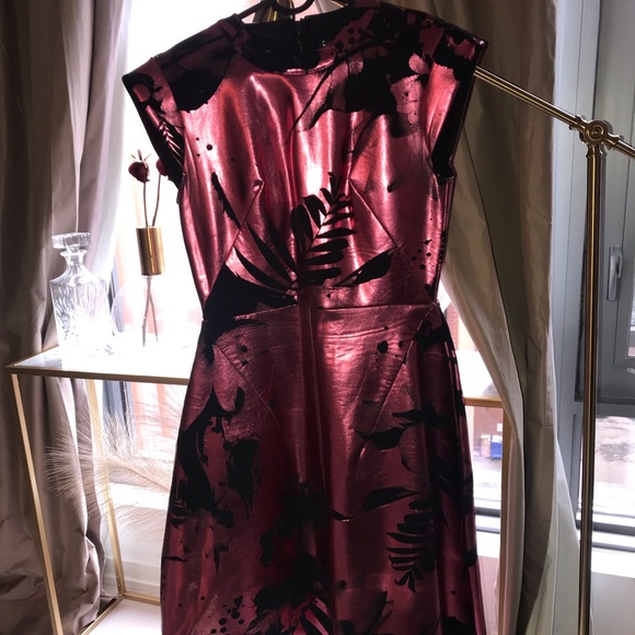 Jena Theo Pink Metallic Dye Print Party Dress S/M - Picture 2 of 8